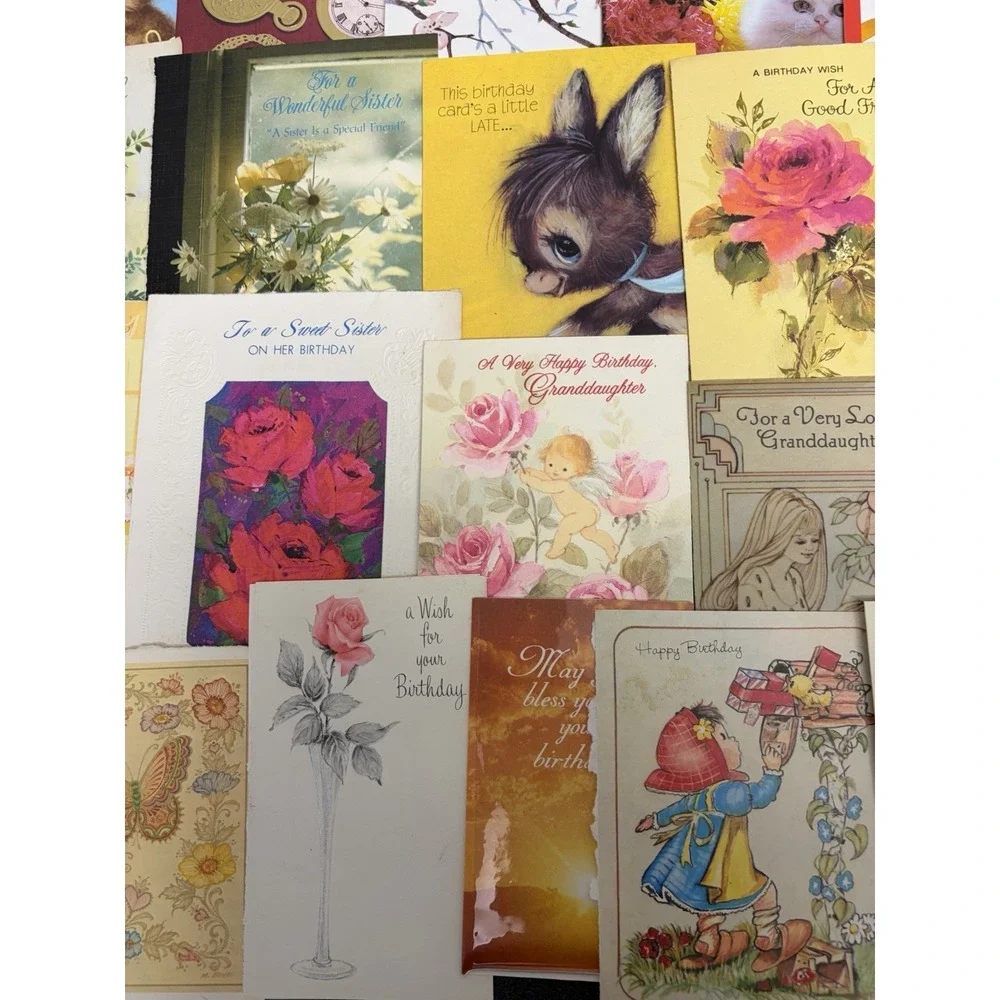 Vintage Birthday Cards Some Fronts ONLY Scrapbooking Crafts Decoupage Lot of 50+